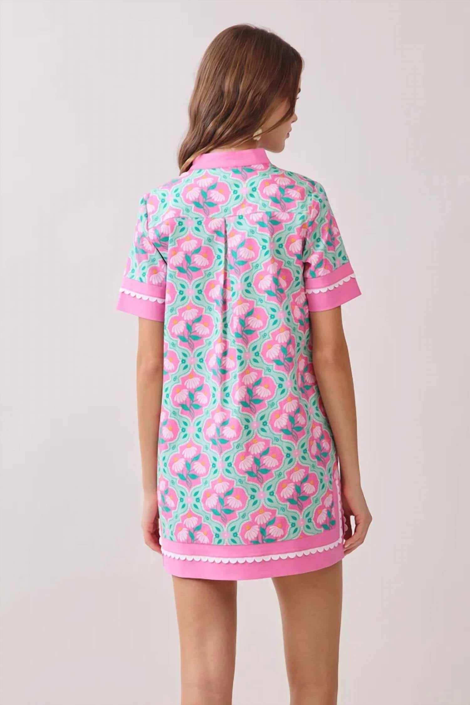 Tcec - Floral Print Caftan Shift Mini Dress