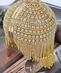 H&D Accessories - Wome's Royal Big Stone Studded Round Clutch Purse