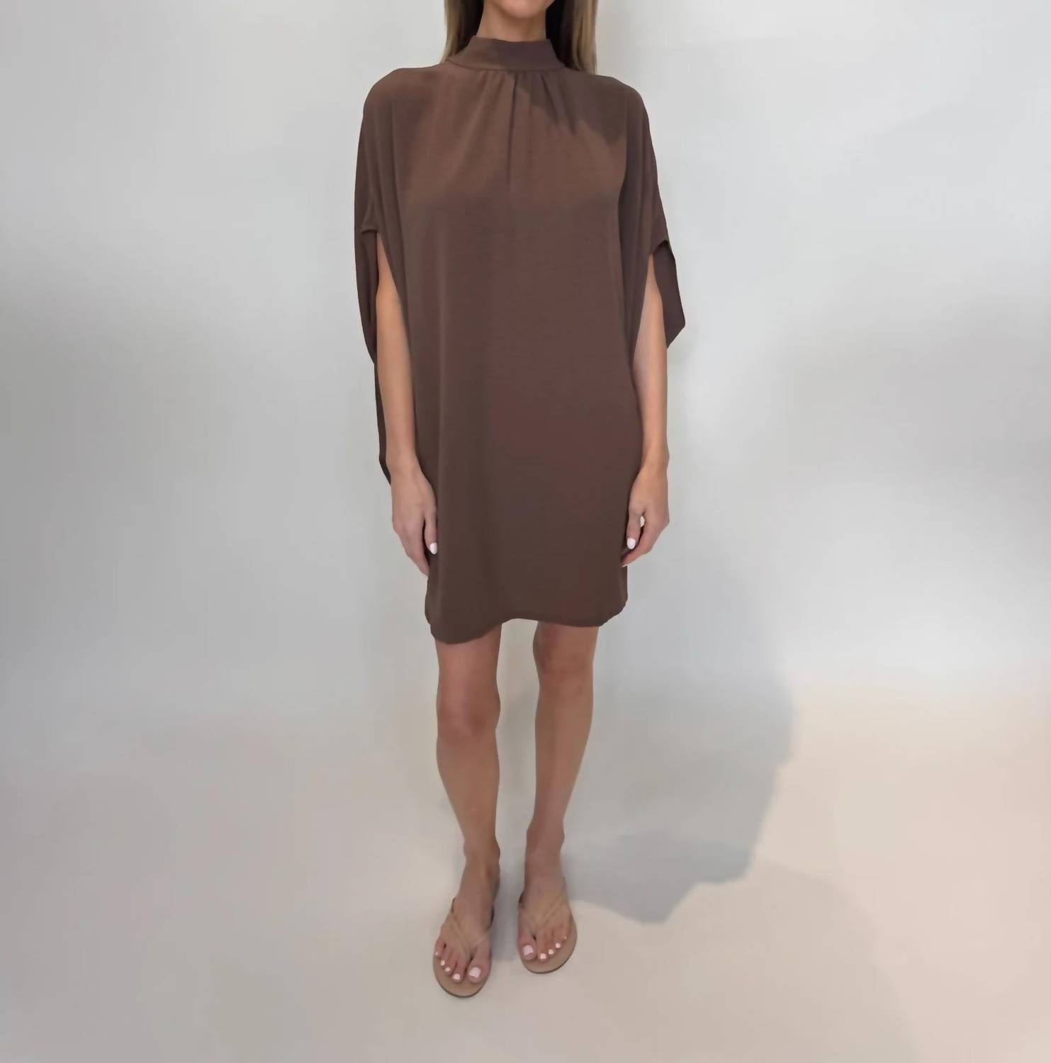 Kld. Signature - Mock Neck Caftan Shift Mini Dress