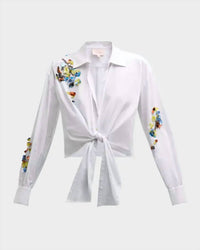 Cinq A Sept - Sequin Flower Marianna Front-Tie Top
