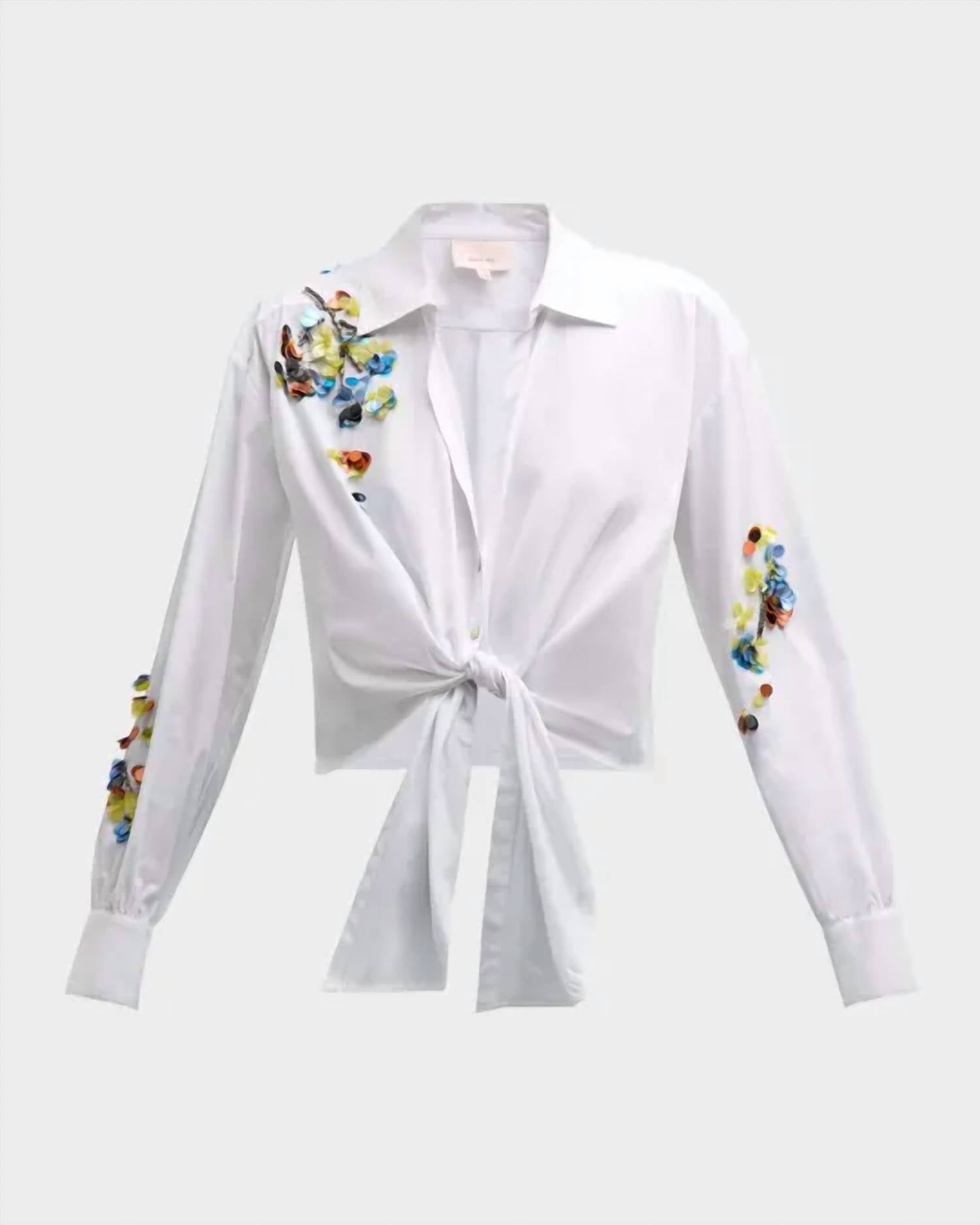 Cinq A Sept - Sequin Flower Marianna Front-Tie Top