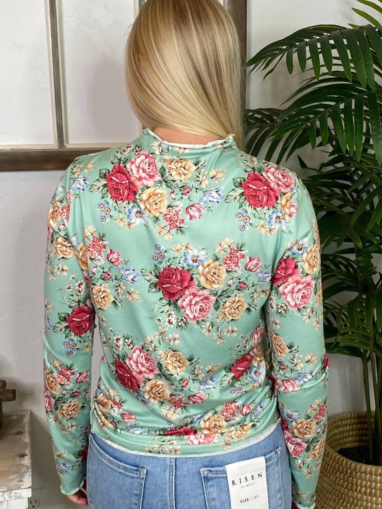 Haptics - Mock Neck Floral Top