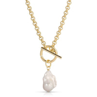 Eklexic - Women's Micro Royal Toggle & Xl Baroque Pearl Pendant Necklace