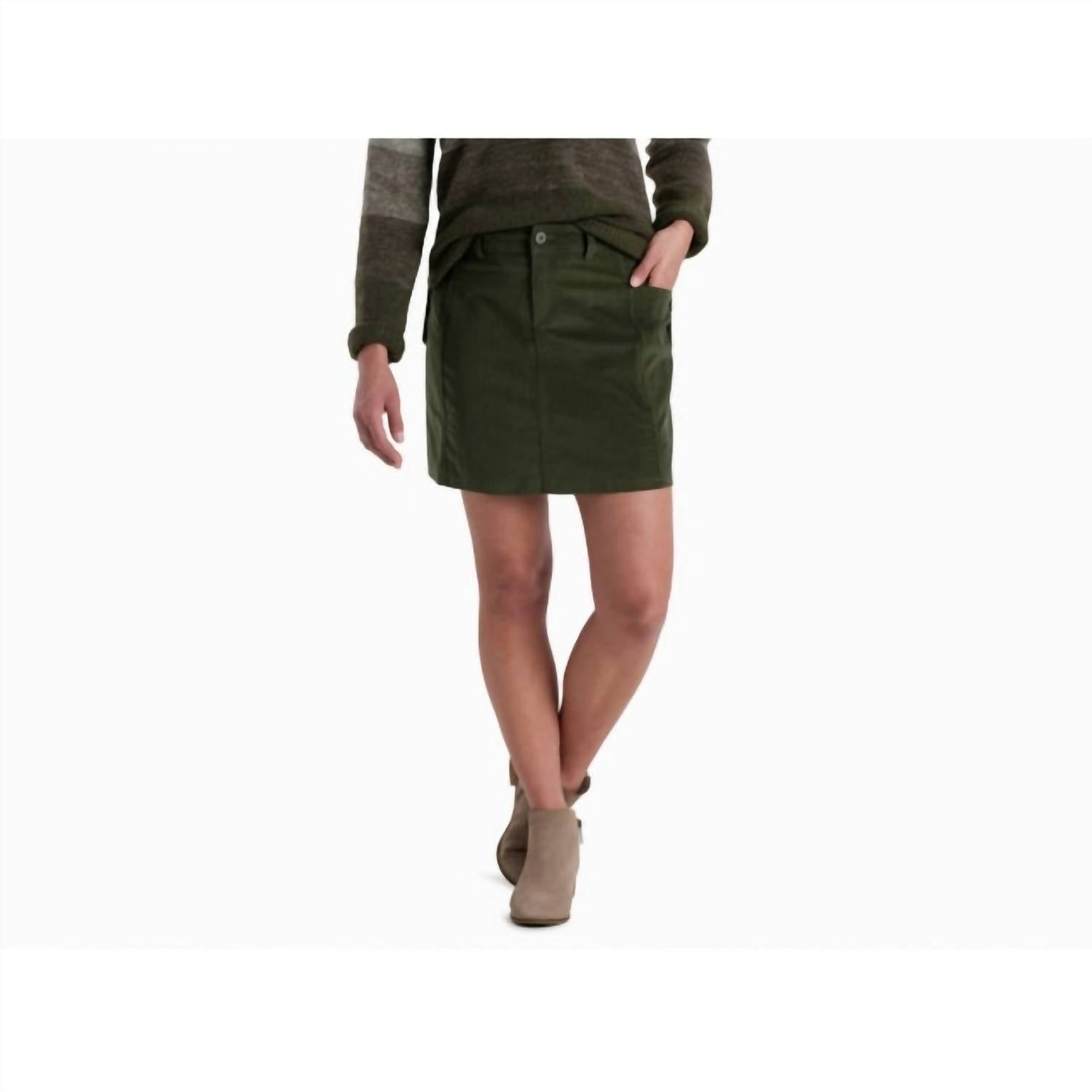KUHL Lydia™ Cord Skirt in dark moss - women's skirt