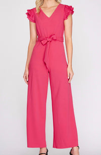 She + Sky - Pleated Sleeve Jumpsuit