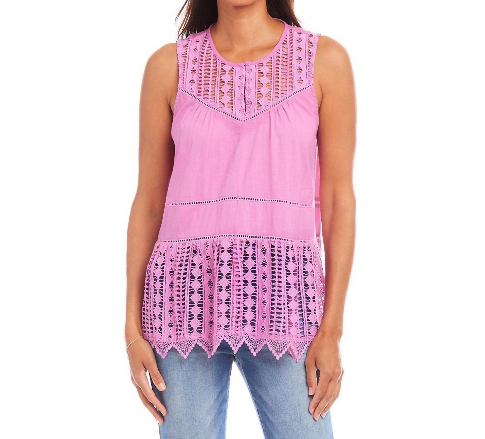 Karen Kane - Women's Lace Trim Sleeveless Top