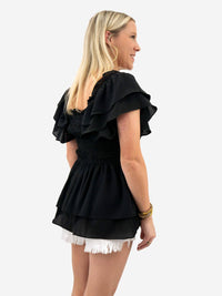 Bibi - Layered Ruffle Sleeve Smocked Top