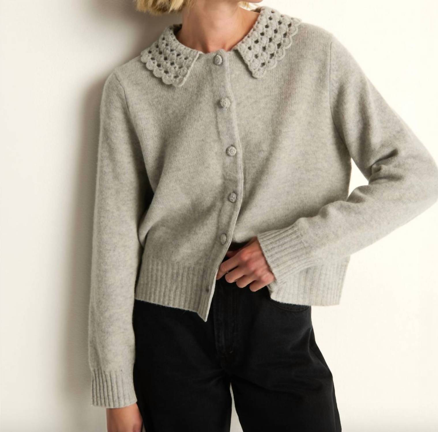 Nation LTD Addie Cardigan in grey - women's cardigan