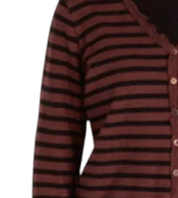 cut loose Stripe Crop Pocket Cardigan in barnwood - women's cardigan - detail view