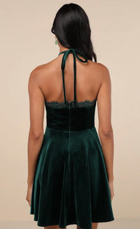 Lulus - Velvet Lace Halter Skater Mini Dress