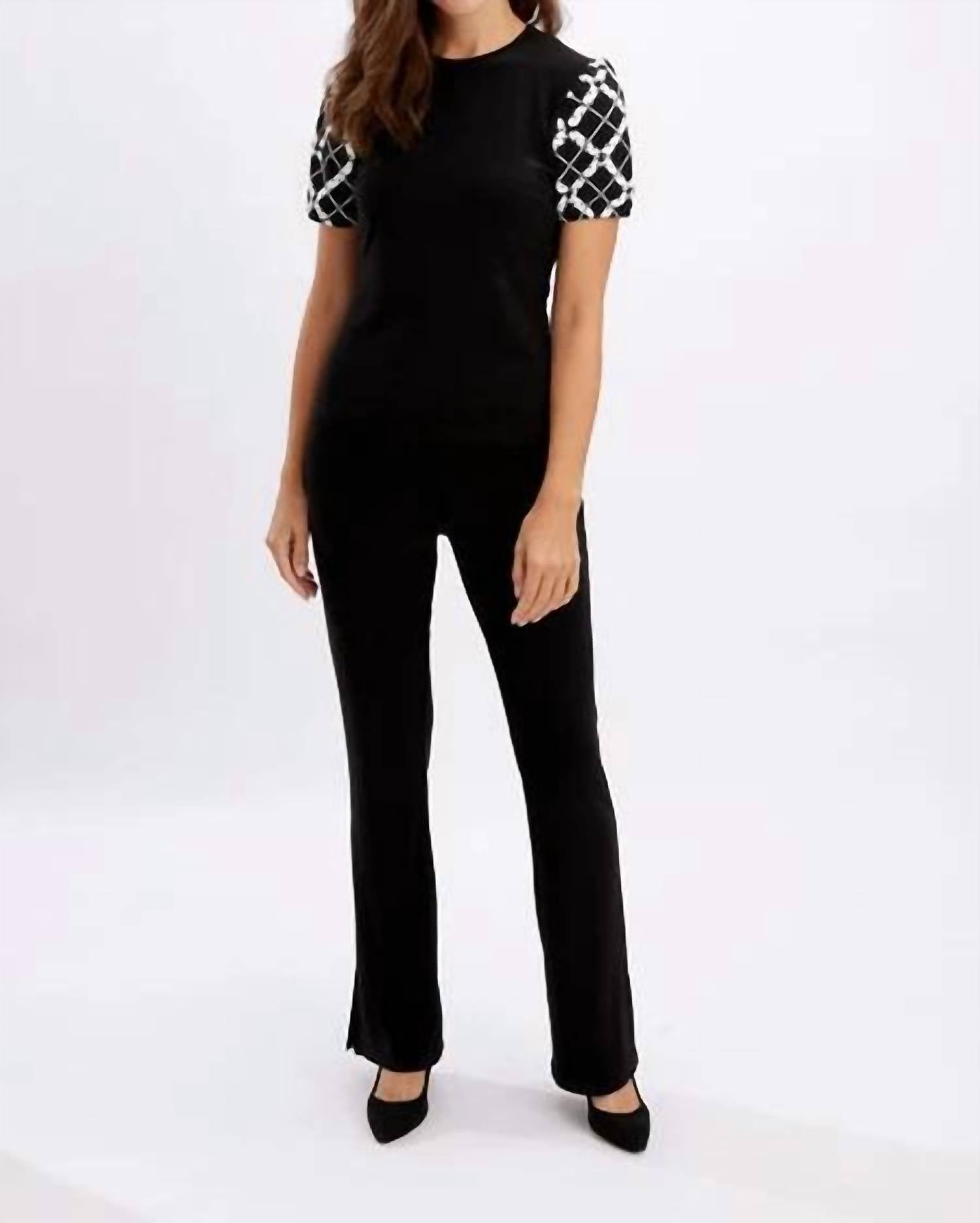 Frank Lyman - Geometric Puff-sleeve Pullover Top