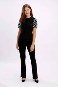 Frank Lyman - Geometric Puff-sleeve Pullover Top