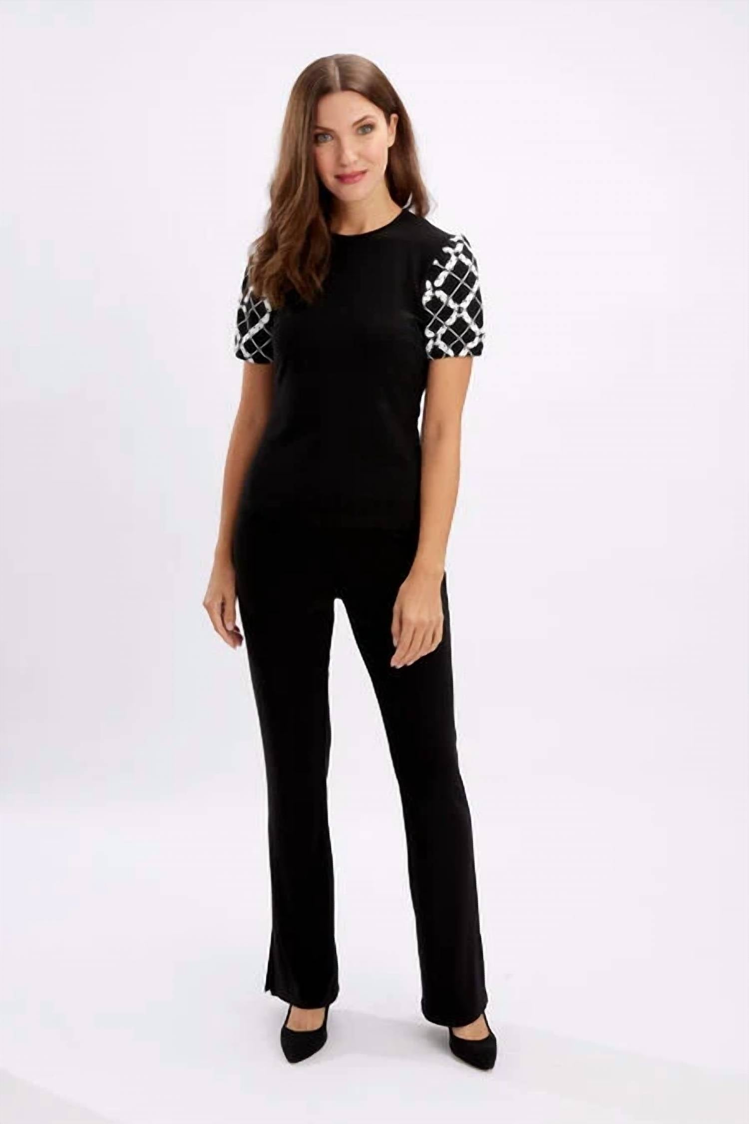 Frank Lyman - Geometric Puff-sleeve Pullover Top