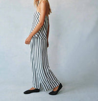 Bella Dahl Wide Leg Crop Drawstring Pant in saint tropez stripe - women's pants - alternate view