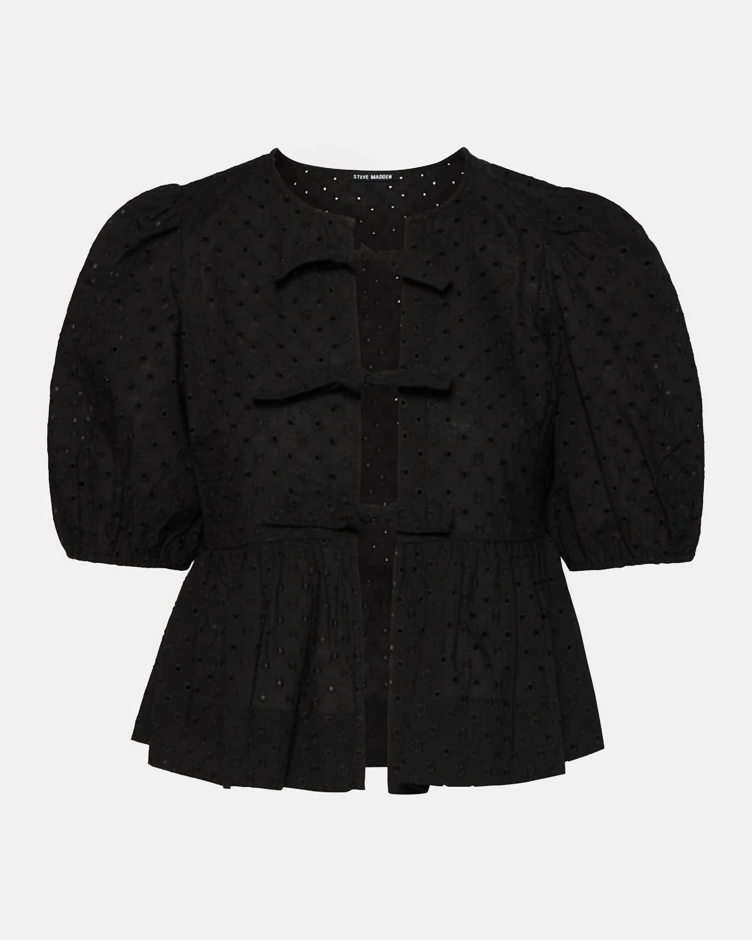 STEVE MADDEN Paula Eyelet Top in black - women's blouse - alternate view