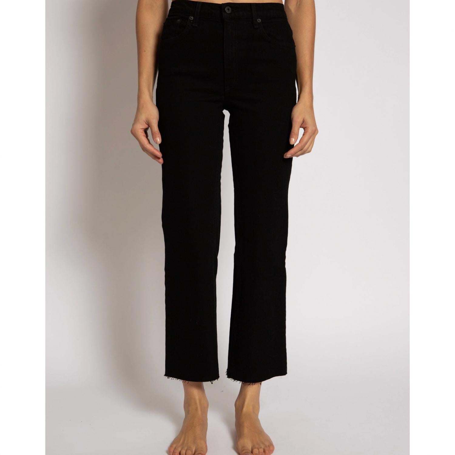 ASKK NY Slim Crop Jeans in black resin - women's jeans - detail view