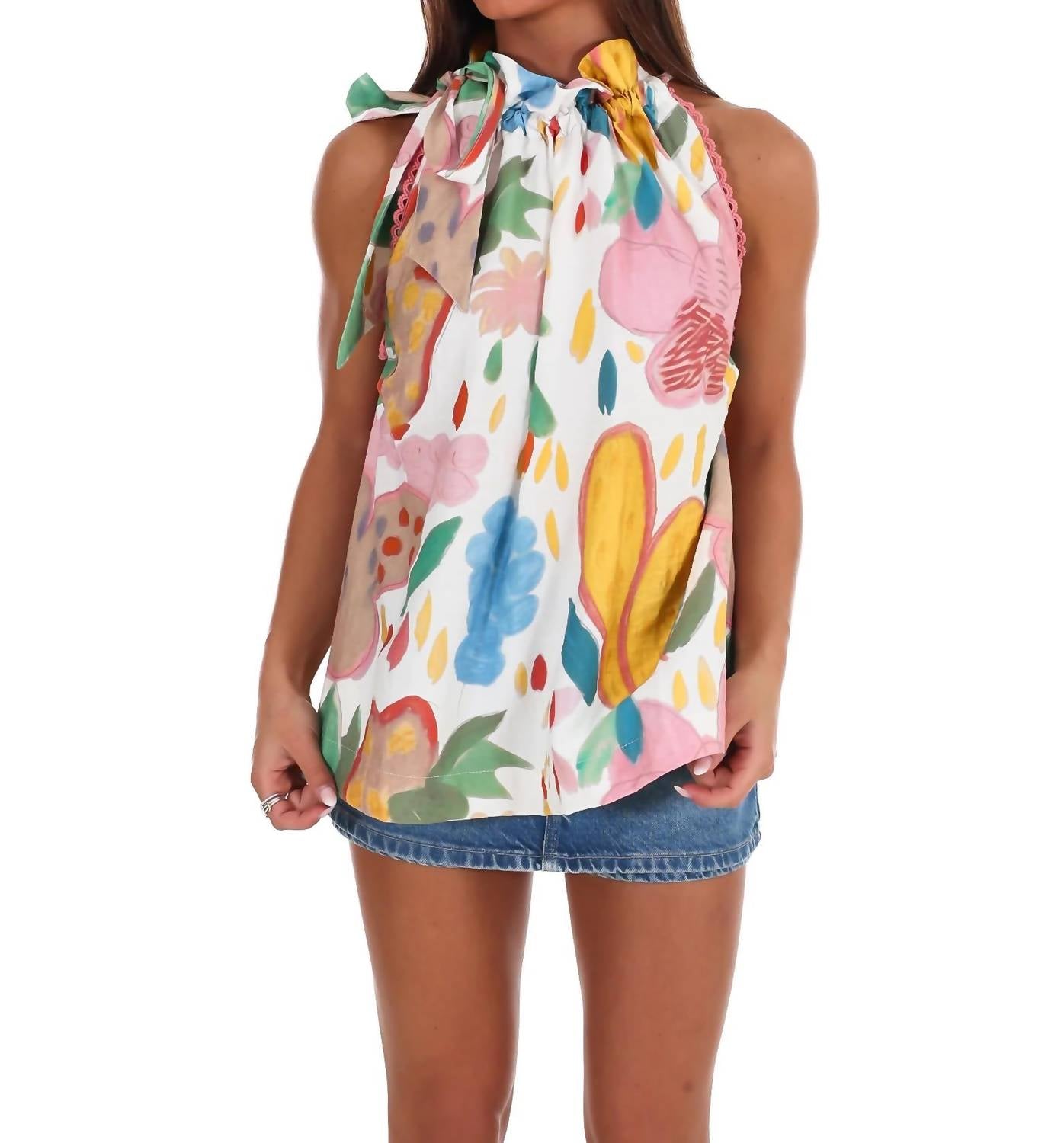 Umgee - Women's Blooming Beauty Floral Halter Neck Top