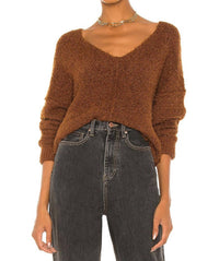 Free People Icing V-neck Pullover in mocha java - women's sweater