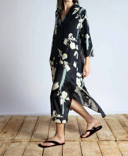 Psophia - Sumi-e-Japanese Print V Neck Dress