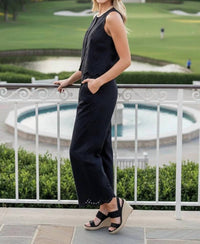 Entro - Fleur Eyelet Embroidered Vest & Pant Set