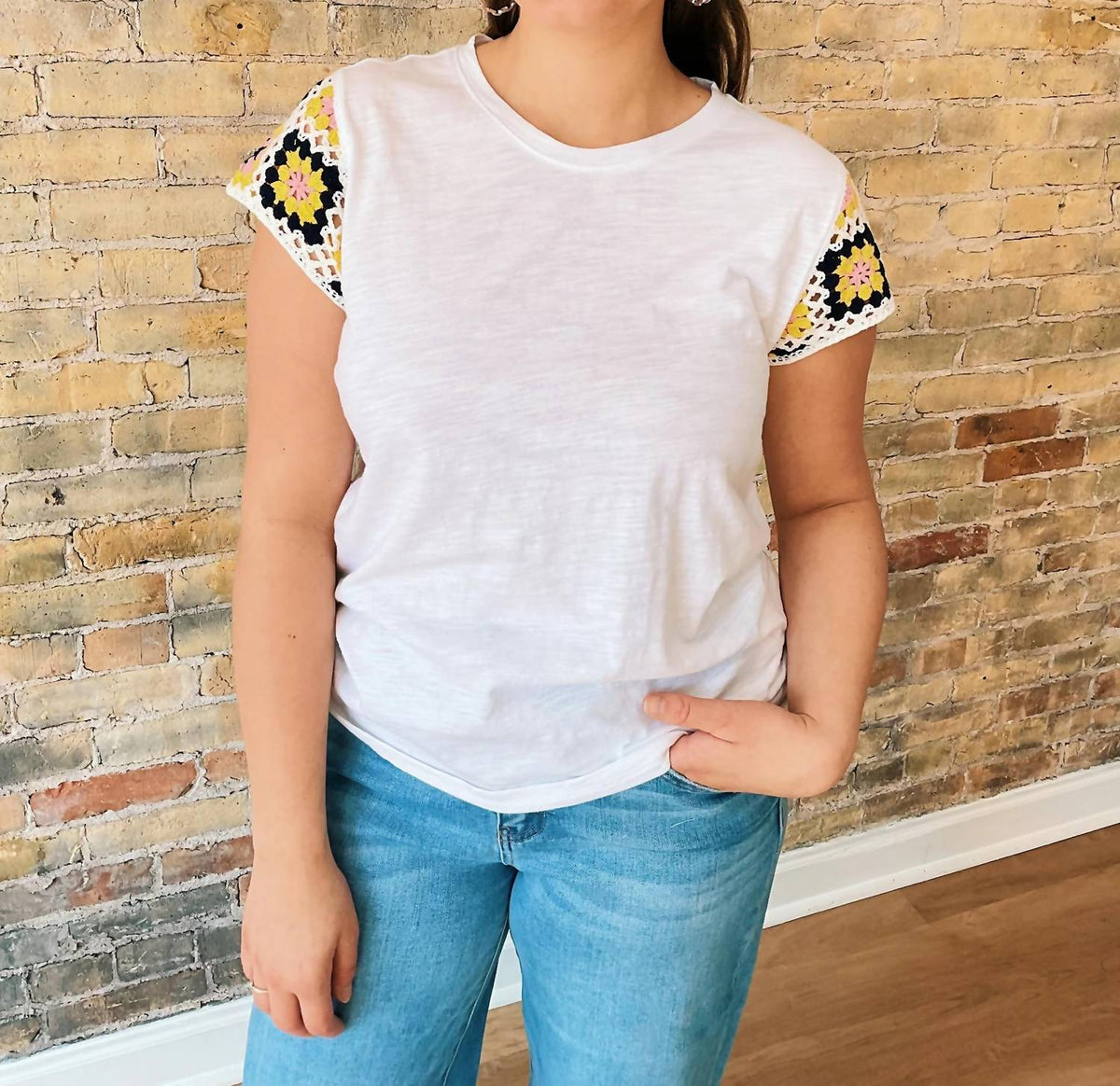 Charlie B - Josie Crochet Sleeve Top II