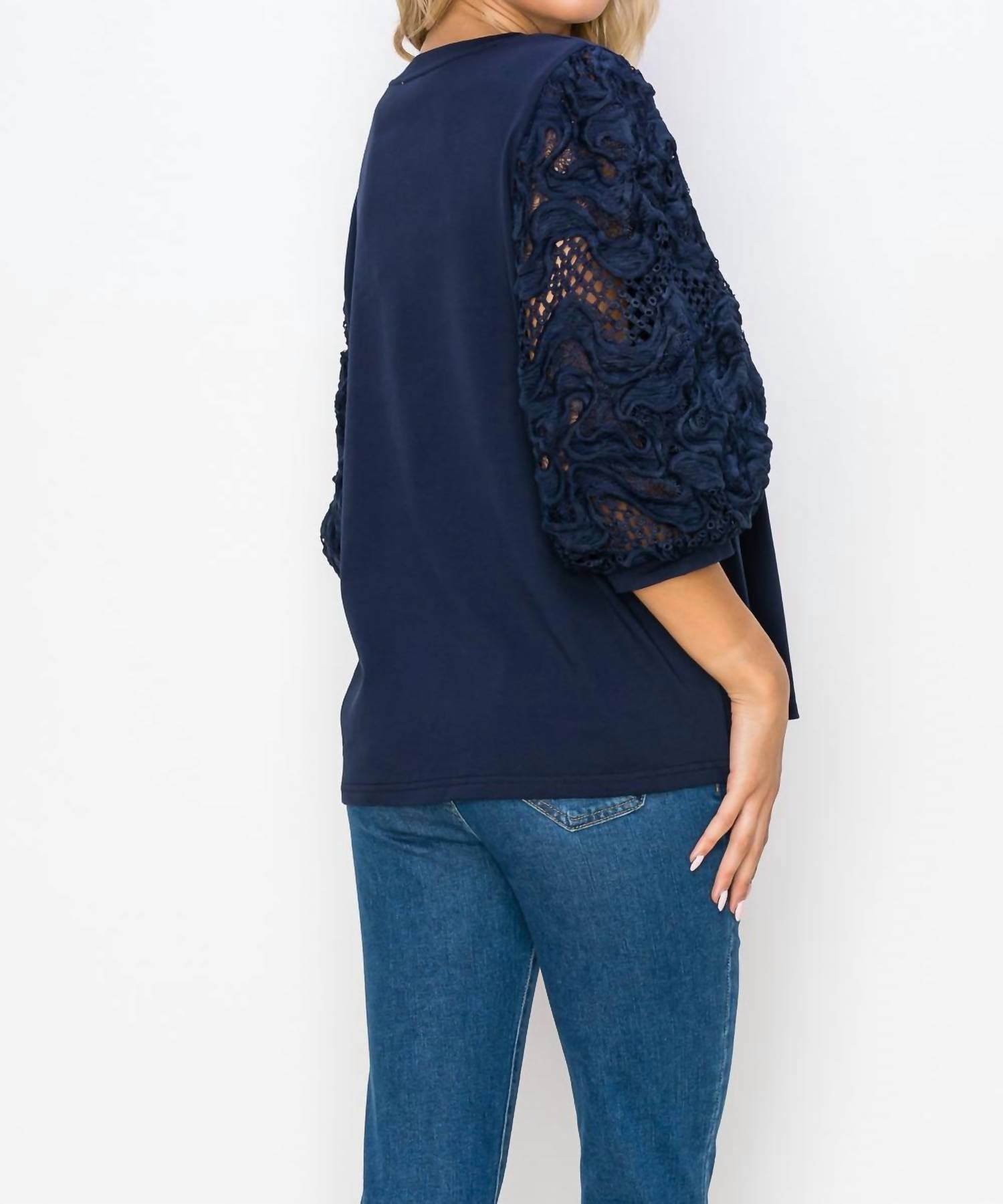 Joh - Pointe Knit Top With Lace