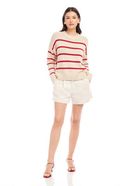 Fifteen Twenty Women's Luca Crewneck Sweater in stripe - women's sweater - alternate view