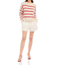 Fifteen Twenty Women's Luca Crewneck Sweater in stripe - women's sweater - detail view