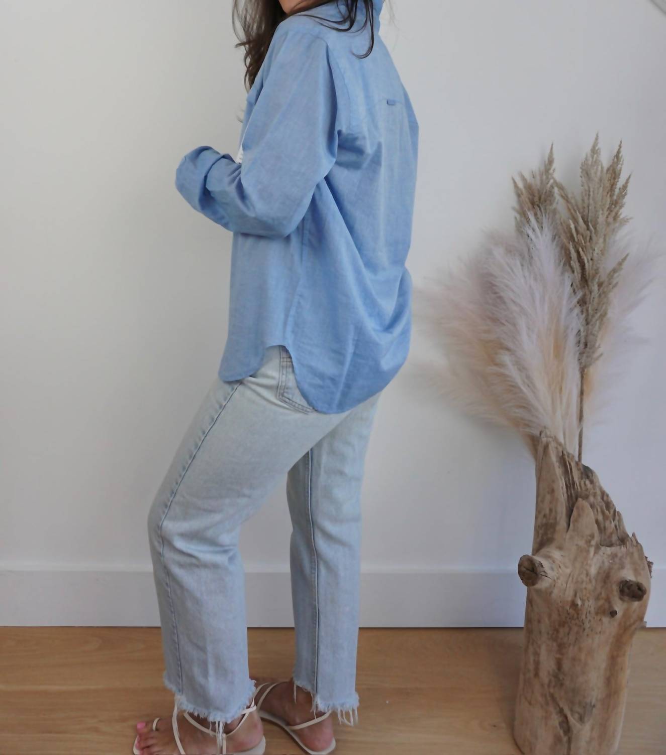 NIBI MTK Jupiter Button Down in denim blue - women's shirt - detail view