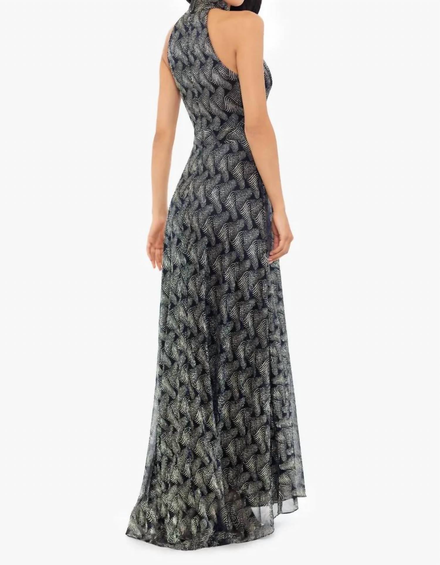 Betsy & Adam - Vilma Halter Neck Foil Print Maxi Dress