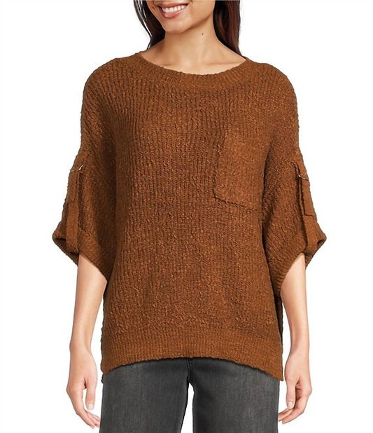 Tru Luxe - Roll Sleeve Crew Neck Sweater