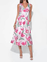 Adelyn Rae - Amira Sweetheart Flower Jacquard Midi Dress