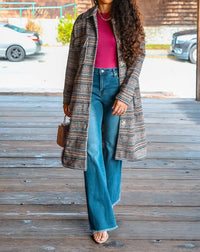 Surelymine - Plaid Button Down Long Shacket