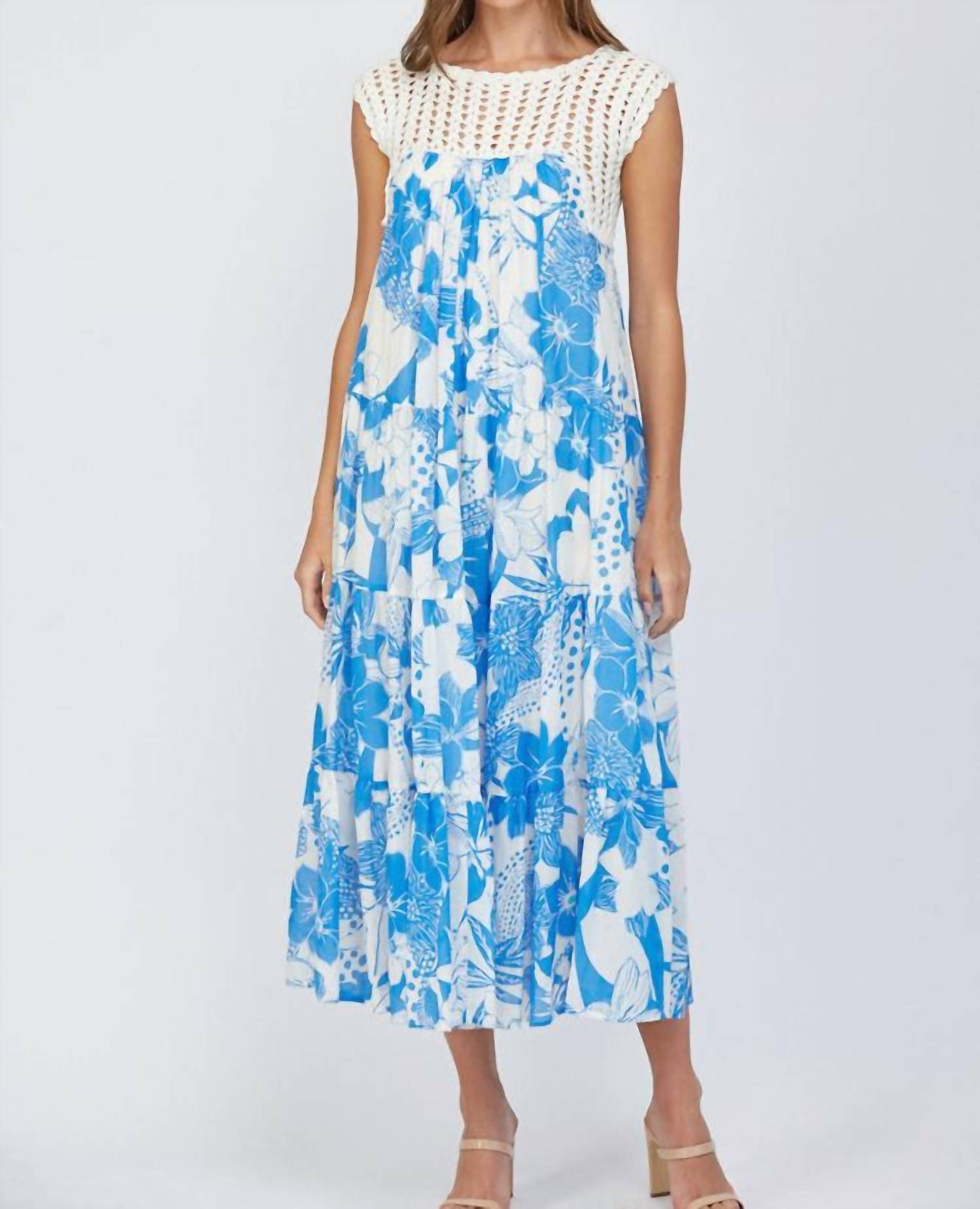 Fate - Crochet Top Detail Tiered Maxi Dress