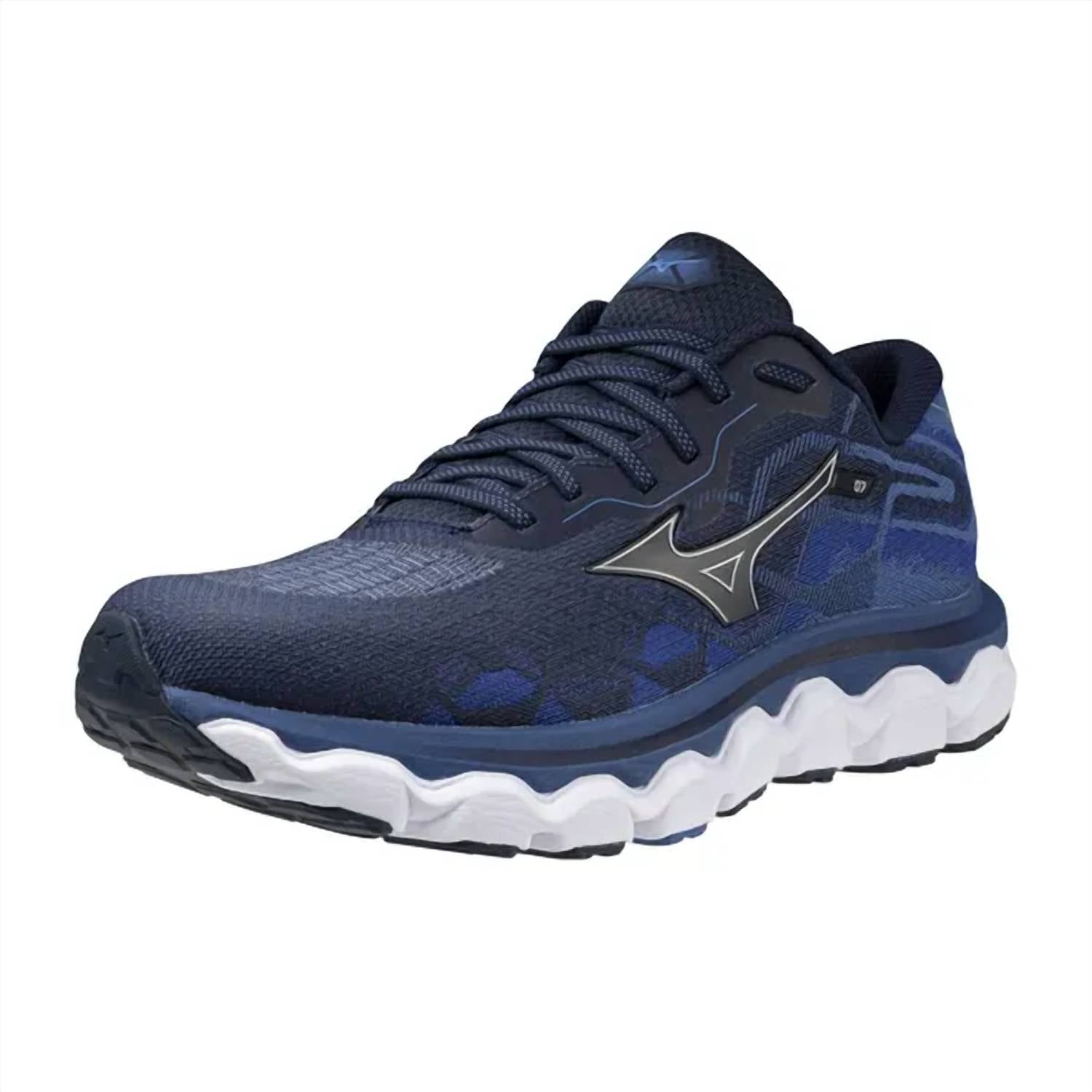 MIZUNO Men's Wave Horizon 7 Running Shoes in dress blue silver - men's sneaker - view 4