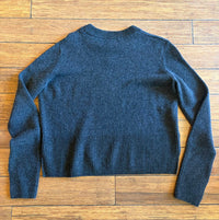 Autumn Cashmere Women's Boxy Crew Sweater with Slits in pepper - women's sweater - alternate view