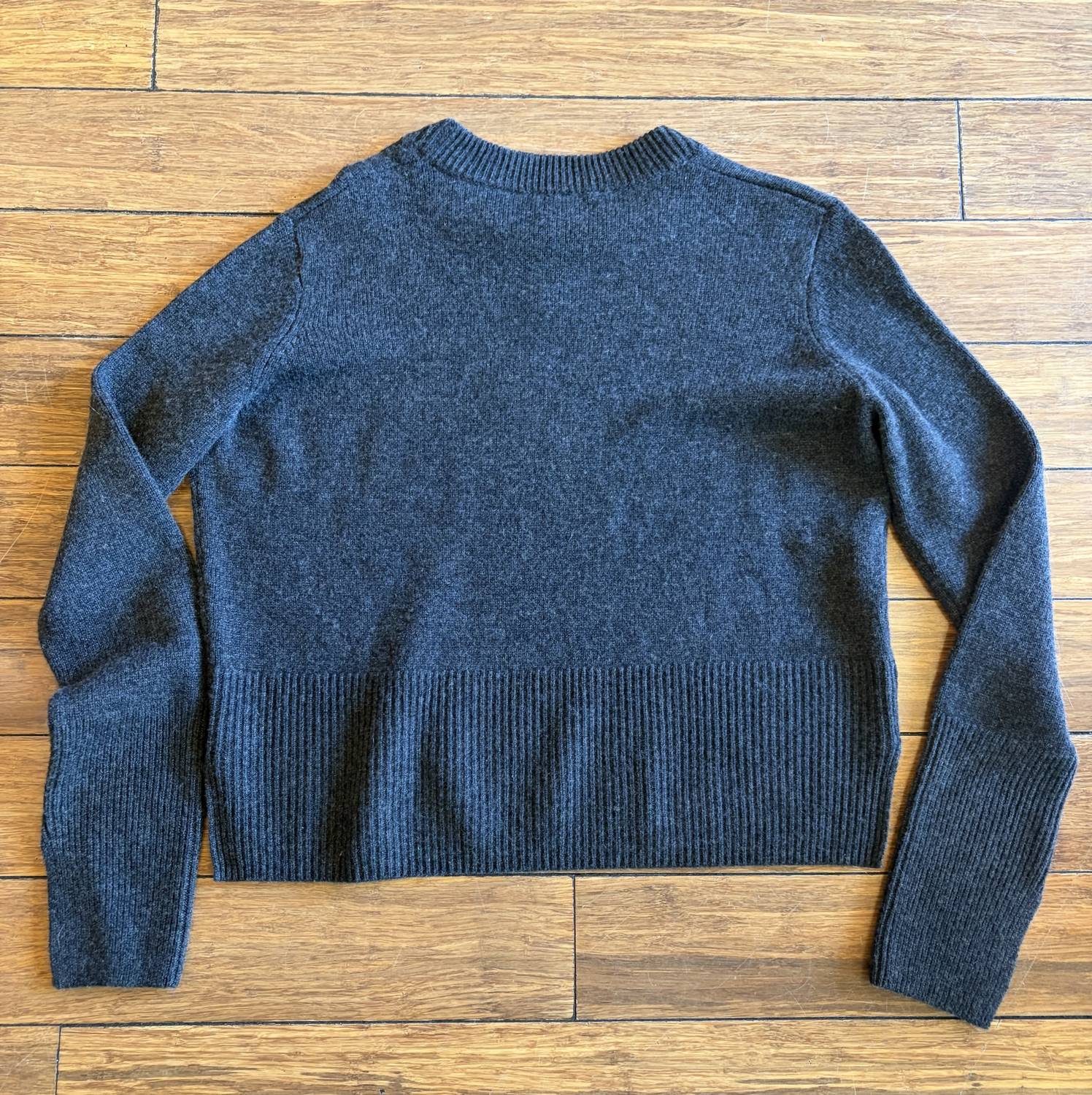 Autumn Cashmere Women's Boxy Crew Sweater with Slits in pepper - women's sweater - alternate view
