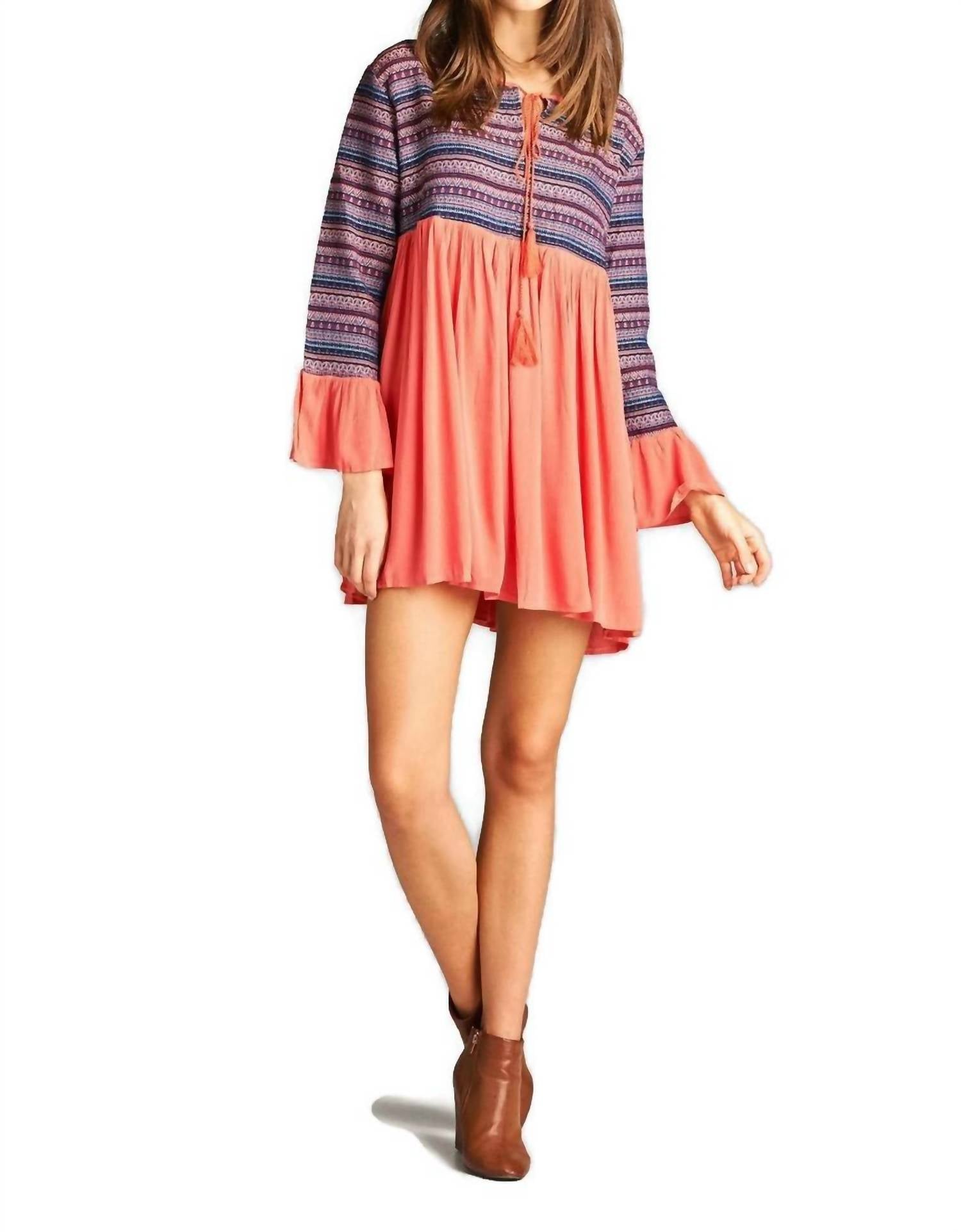 Velzera - Tapestry Geometric Mini Dress - Plus