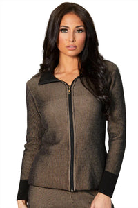 Two Tone Ribbed Cardigan
