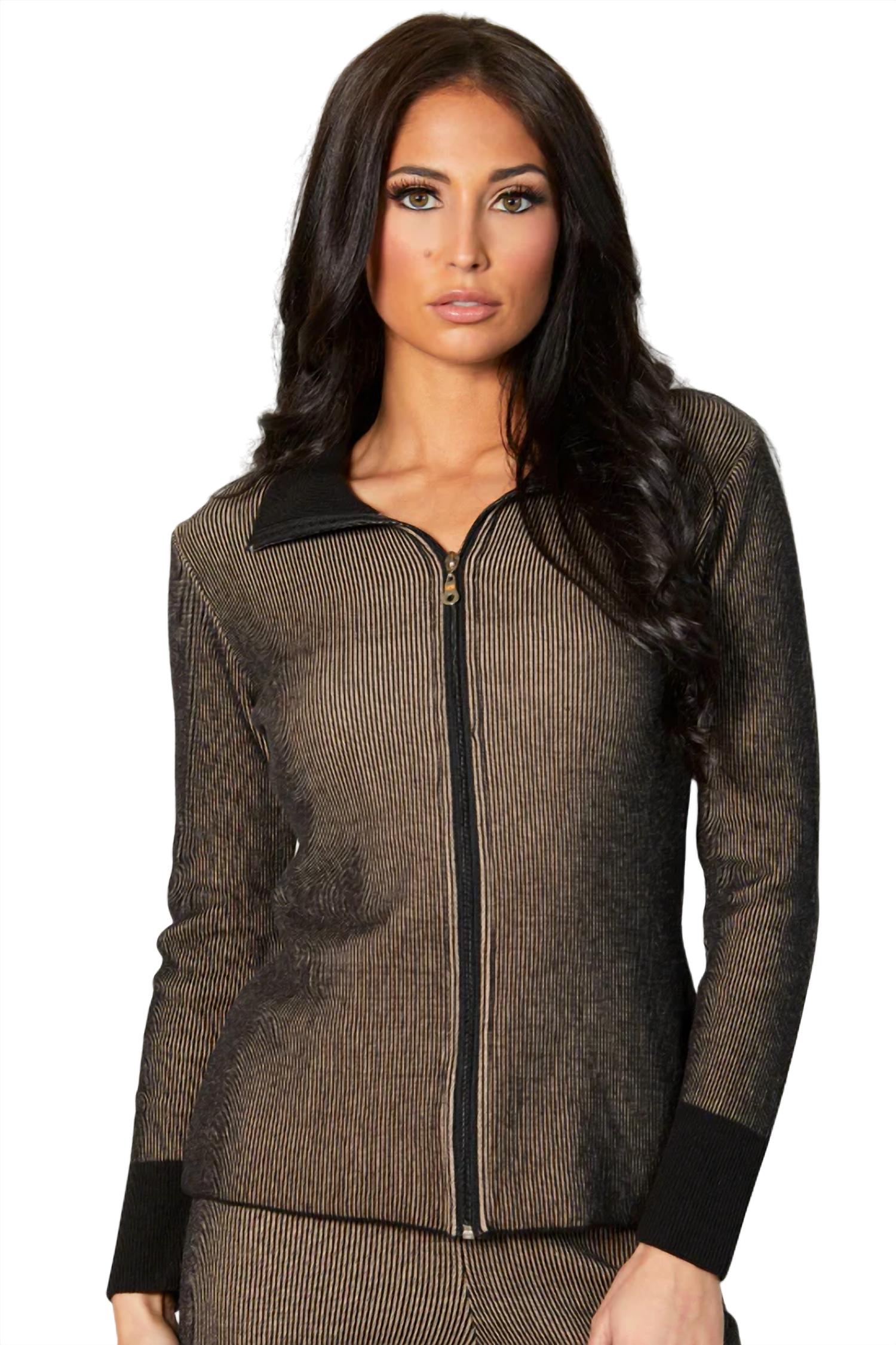 Two Tone Ribbed Cardigan