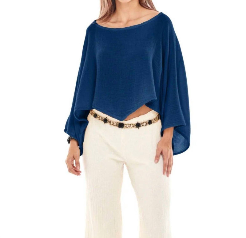Oh My Gauze! Vanna Boatneck Top in pepper - women's blouse