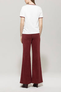 LUISA CERANO Women's Corduroy Pants in berry red - women's pants - detail view