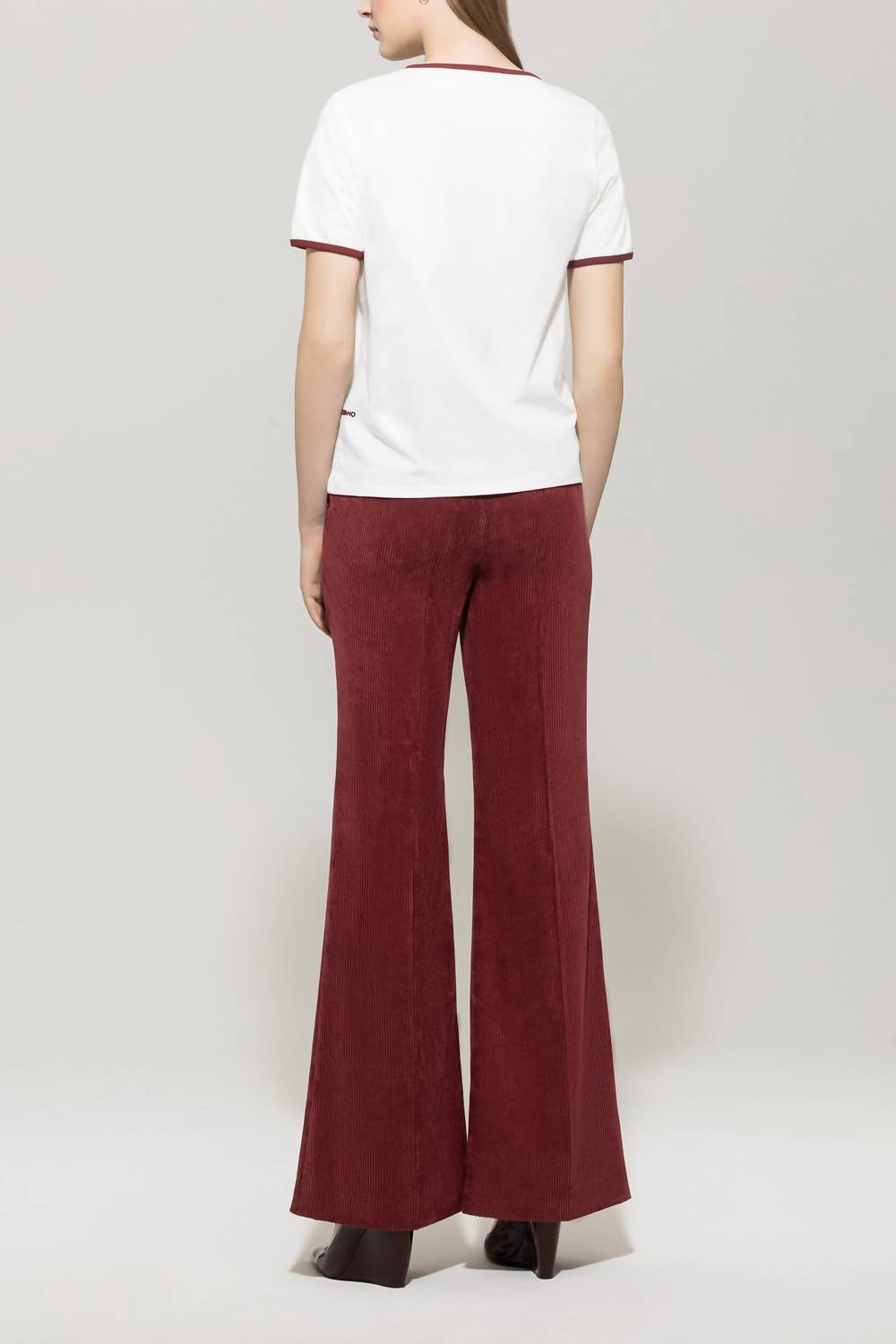 LUISA CERANO Women's Corduroy Pants in berry red - women's pants - detail view