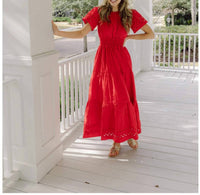 Sail To Sable - Short Sleeve Maxi Dress