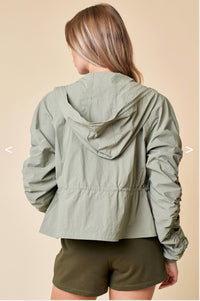 Doe and Rae Cinched Sleeve Parachute Jacket in moss green - women's jacket - view 4