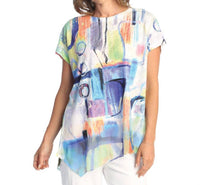 Jess & Jane Bristol Light Knit Asymmetric Top in blue - women's t-shirt