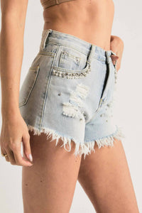 J.Nna - Beaded Distressed Shorts