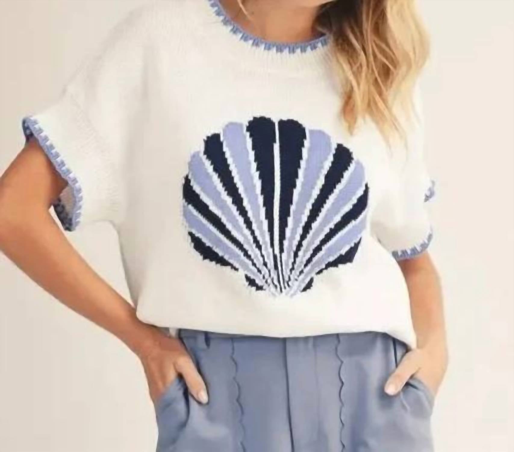 Style Usa - Shell Patterned Sweater Top