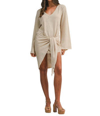 Mable - In Theory Knit Front Tie Mini Dress
