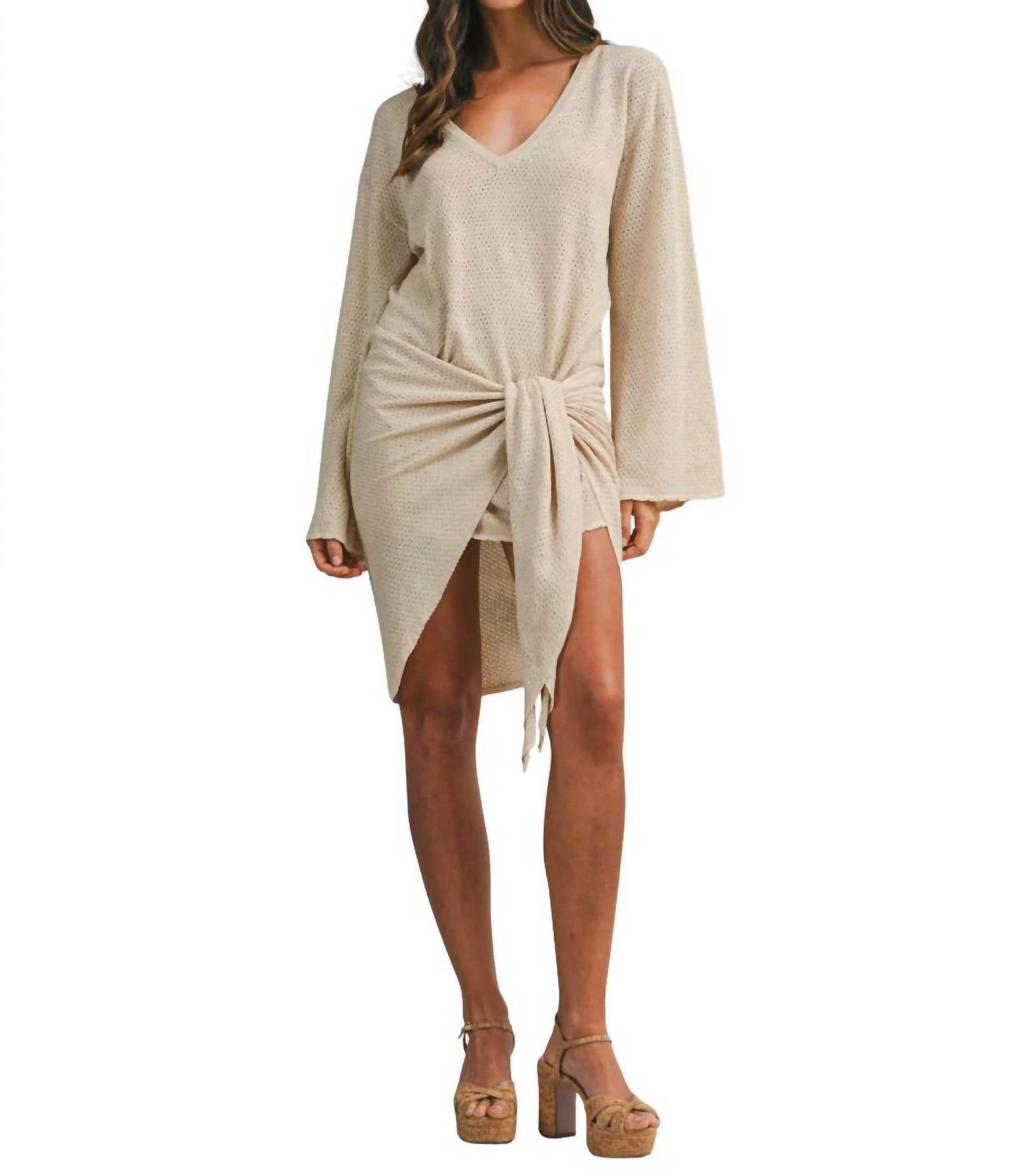 Mable - In Theory Knit Front Tie Mini Dress